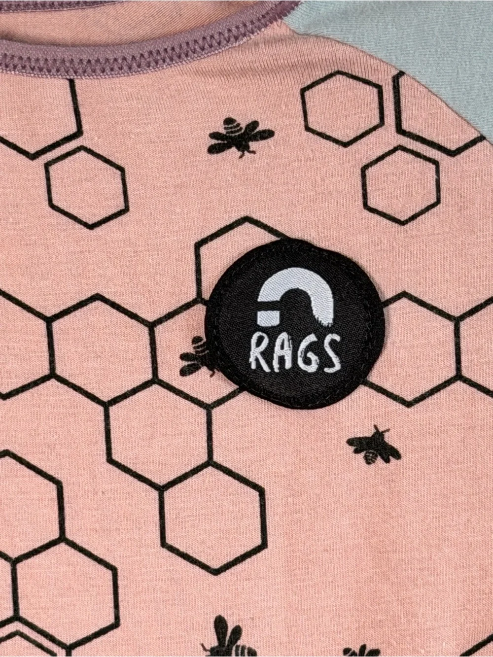 Rags Pink Honeycomb Raglan Short Romper